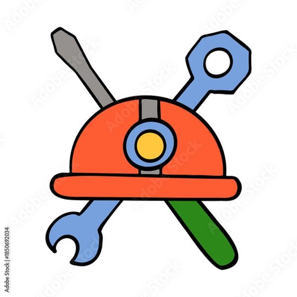 Obraz Maintenance tools and hard hat