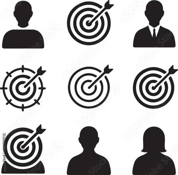 Obraz Target Icon Vector – Minimal Bullseye Symbol Isolated on White Background