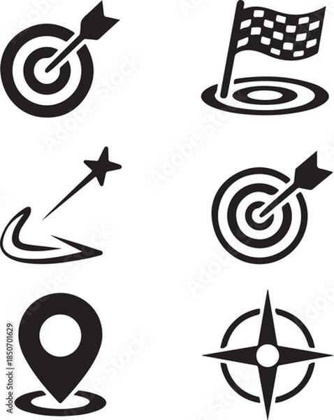 Obraz Target Icon Vector – Minimal Bullseye Symbol Isolated on White Background