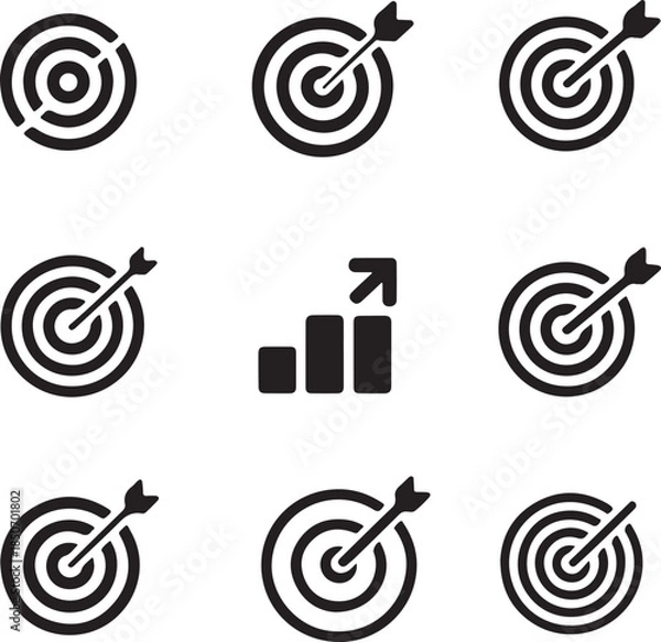 Obraz Target Icon Vector – Minimal Bullseye Symbol Isolated on White Background