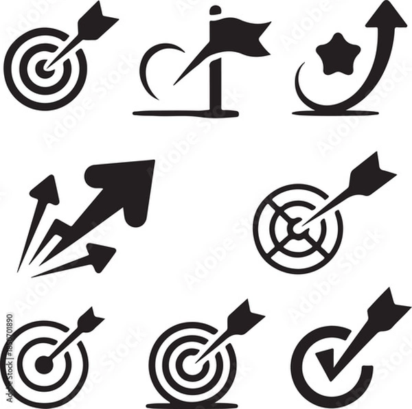 Obraz Target Icon Vector – Minimal Bullseye Symbol Isolated on White Background