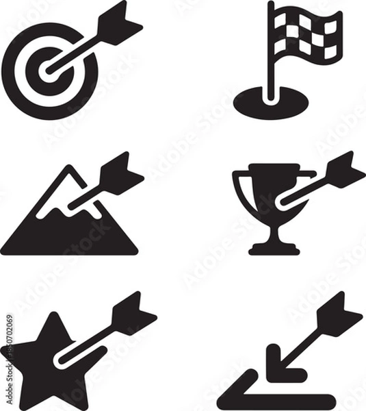 Obraz Target Icon Vector – Minimal Bullseye Symbol Isolated on White Background