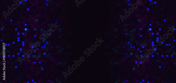 Fototapeta Abstract square pattern multicolor and blur on black background.