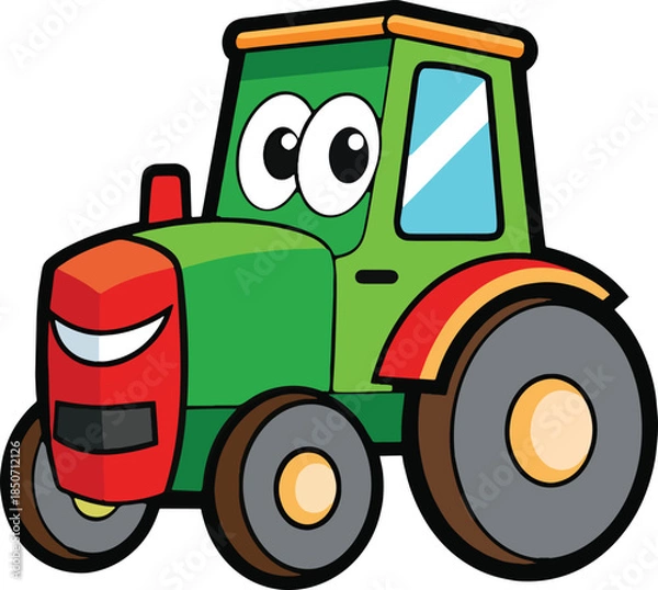 Obraz red tractor with trailer