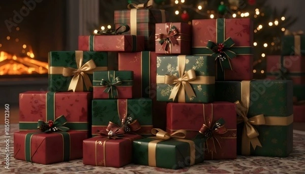 Obraz christmas tree with presents