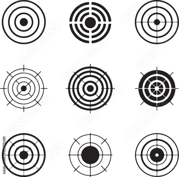 Obraz Target Icon Vector – Minimal Bullseye Symbol Isolated on White Background