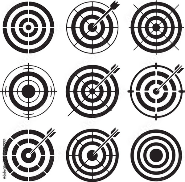 Obraz Target Icon Vector – Minimal Bullseye Symbol Isolated on White Background