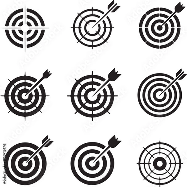 Obraz Target Icon Vector – Minimal Bullseye Symbol Isolated on White Background