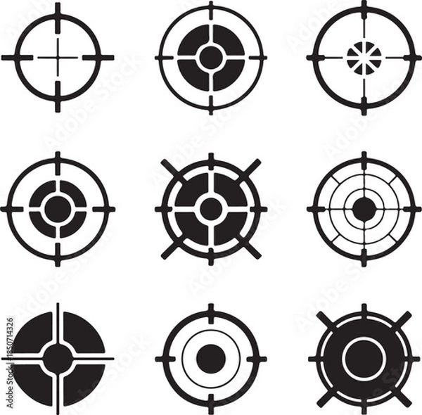 Obraz Target Icon Vector – Minimal Bullseye Symbol Isolated on White Background