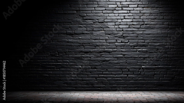 Obraz Dramatic Black Brick Wall Dark Design Background