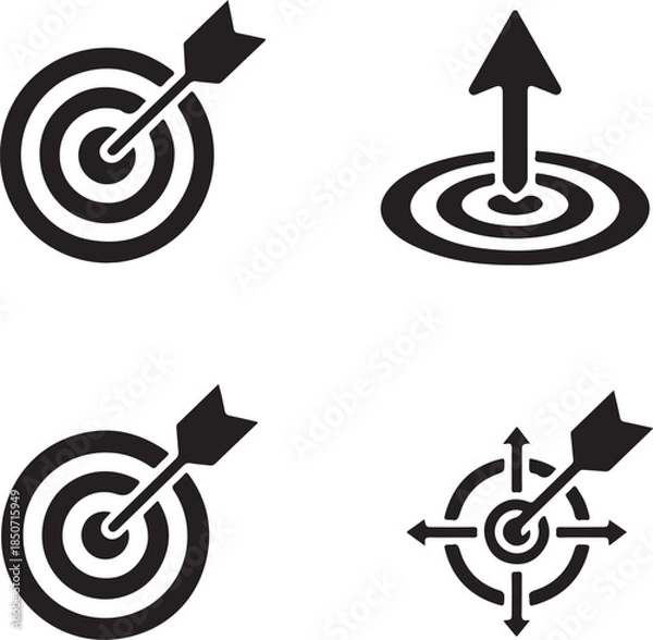 Obraz Target Icon Vector – Minimal Bullseye Symbol Isolated on White Background