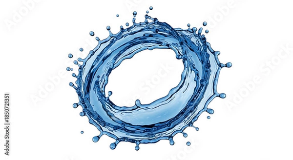 Obraz Circular Water Splash Dynamic Liquid Motion on White.