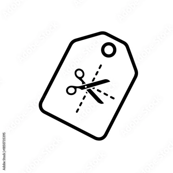Obraz Scissors cutting tag