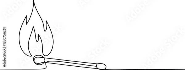 Obraz Lit Matchstick with Flame on Surface fire burning