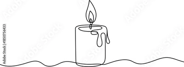 Obraz Lit Candle on Wavy Line Background flame wick