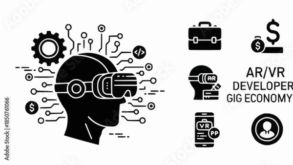 Obraz Augmented Reality Virtual Reality Developer Gig Economy Concept.