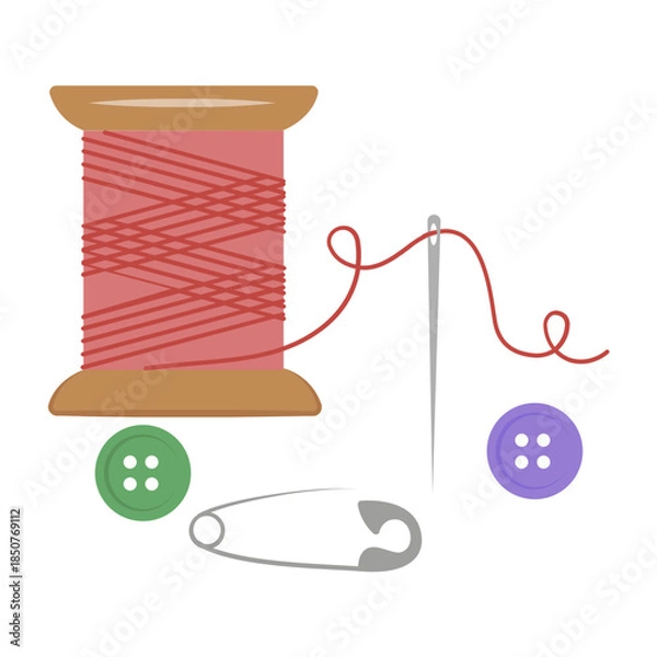 Fototapeta Vector graphics icon for Needle and spool