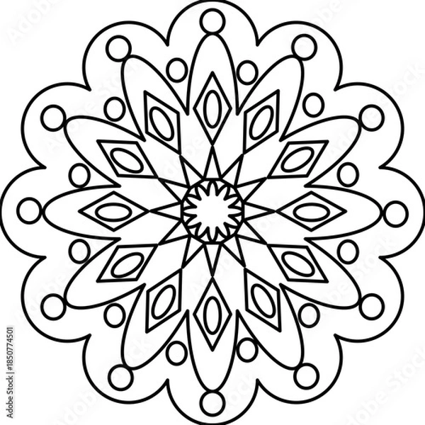 Obraz Vector Hand Drawn Mandala Background Black And White 