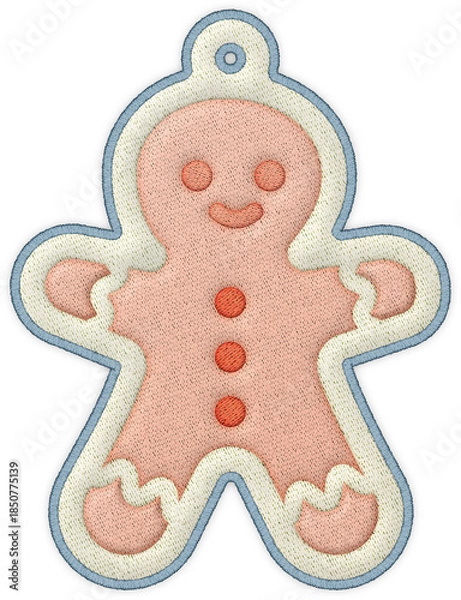 Obraz Christmas gingerbread cookie element patchwork embroidery applique decoration cute charm