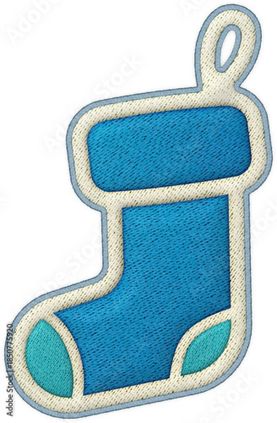 Obraz Christmas patchwork element blue stocking applique decoration joyful festive icon