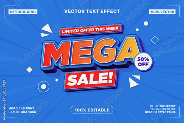 Obraz Mega Sale Editable Vector Text Effect