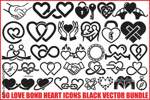 Obraz 50 Love Bond Heart Icons Vector Bundle