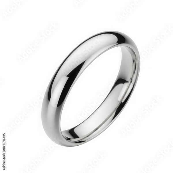 Obraz Elegant silver wedding band isolated on transparent background