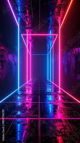 Obraz lines on black background, cyberpunk 