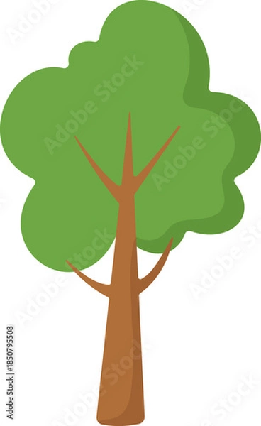 Obraz simple tree with green leaves, flat tree