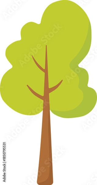 Obraz tree with green leaves, cartoon tree