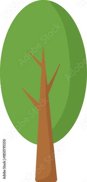 Obraz green tree with brown trunk