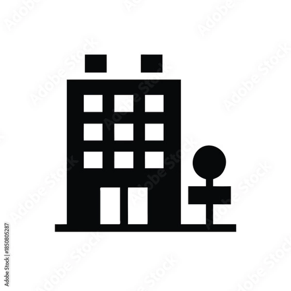 Obraz Modern Building Silhouette with Tree