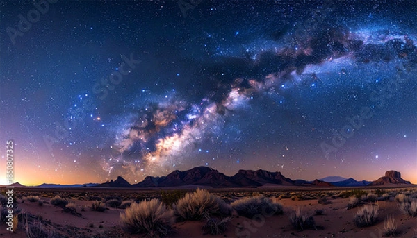 Obraz sky Milky Way over desert landscape, 
