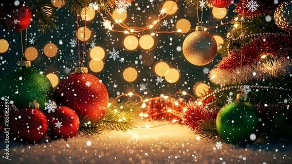 Obraz Simple Golden Abstract Background with Large Blurred Bokeh Lights