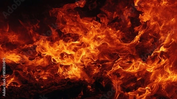 Obraz Dynamic Flames Dancing in an Intense Fire Background