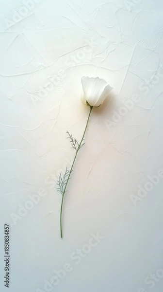Fototapeta Elegant White Flower Stem with Soft Diffused Background