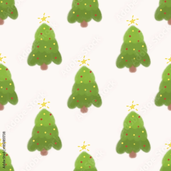Obraz Fluffy Green Christmas Tree Pattern