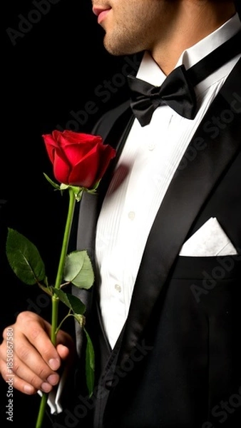 Fototapeta young man with rose