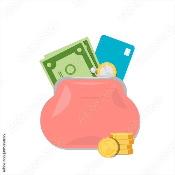 Obraz Finance. Wallet with money. Vector illustration