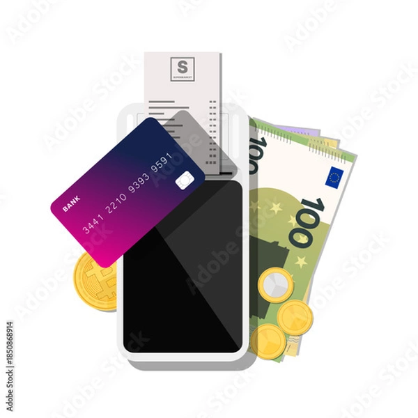Obraz card payment. payment terminal. vector illustration