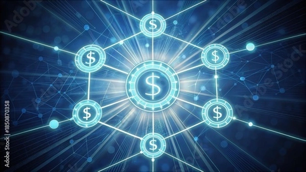 Obraz Interconnected Finance Nodes Representing Metaphorical Standard Concepts