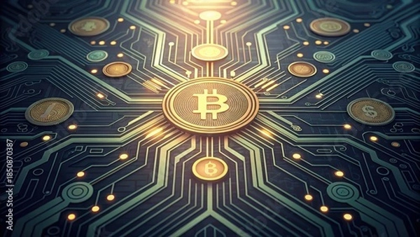 Obraz Embedded Circuit Board with Digital Current for Financial Technology