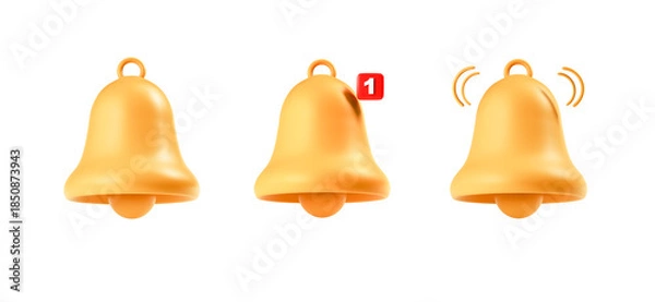 Obraz Notification Bell Icons Set on White Background