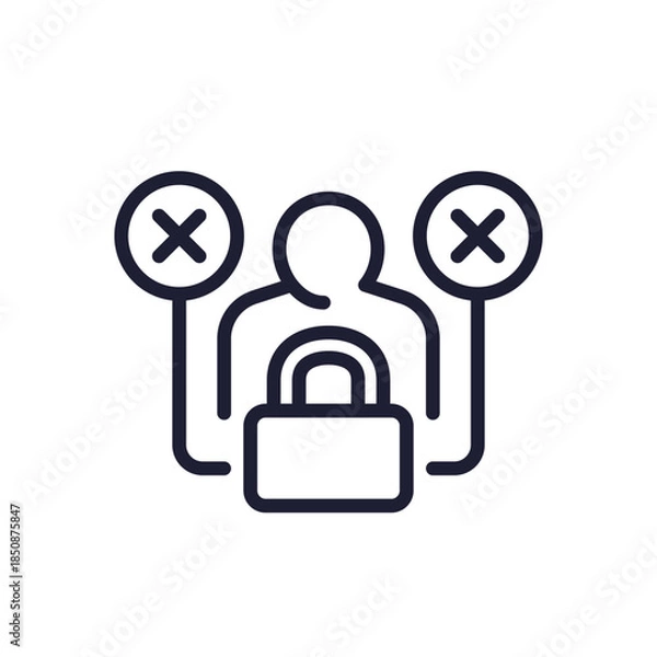 Obraz Fixed mindset icon, line pictogram on white