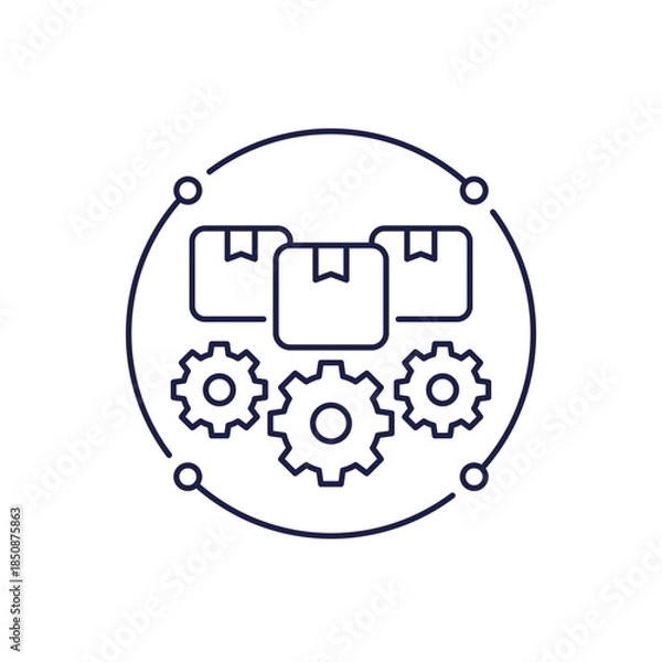 Obraz inventory management icon with boxes in line design