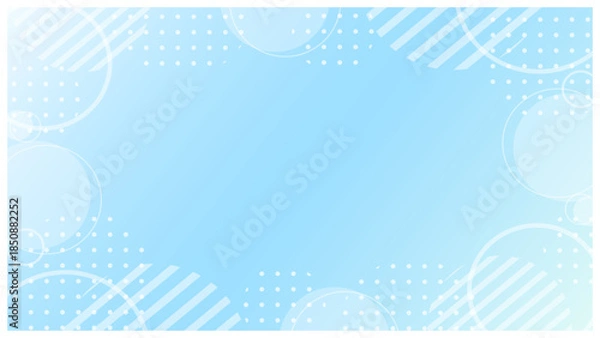 Obraz 水色グラデーションの、ポップで可愛いメンフィス風フレーム背景