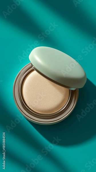 Fototapeta ターコイズ背景のクッションファンデーション