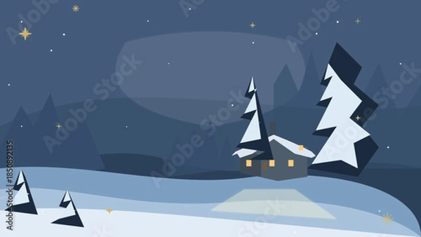 Fototapeta christmas night landscape