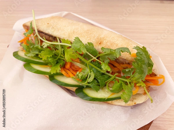 Fototapeta バインミー ベトナム料理のサンドイッチ