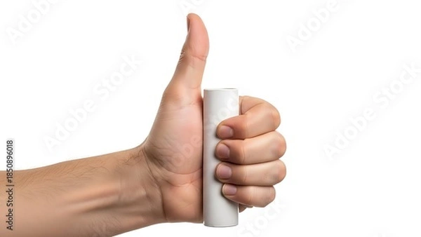 Fototapeta Hand holding a cylindrical object